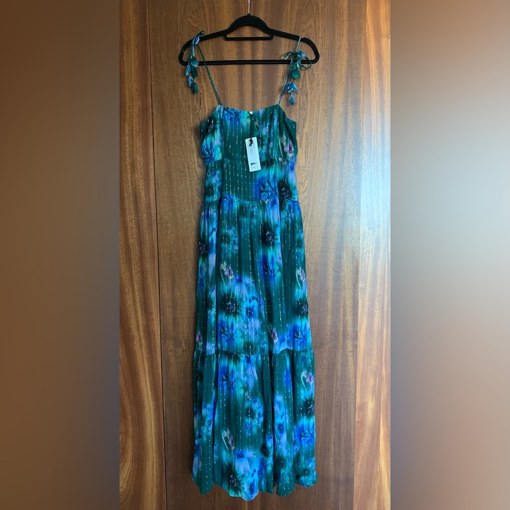 Celina Moon Zadie Green Blue Maxi Dress NEW